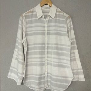 Anne Fontaine France Lany‎ White Button Sheer Shirt Long Sleeve Size 42 (10)